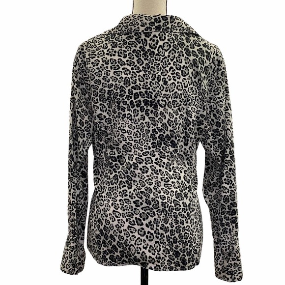 JONES New York Black White Leopard Print Jacket L - Picture 2 of 14